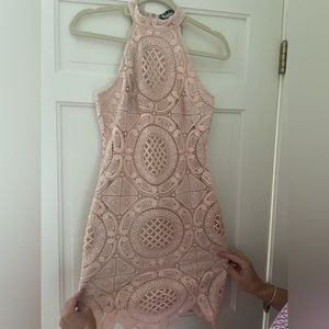 Light pink beautiful high neck dress
